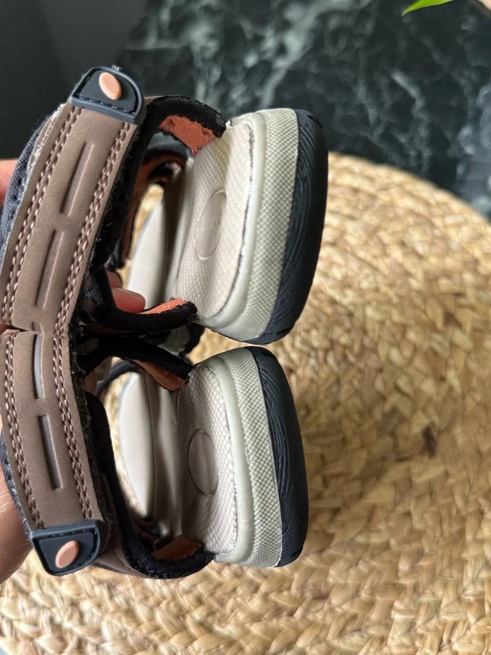 Payless Brown Kids Adjustable Strap Sandals with Peach Accents
